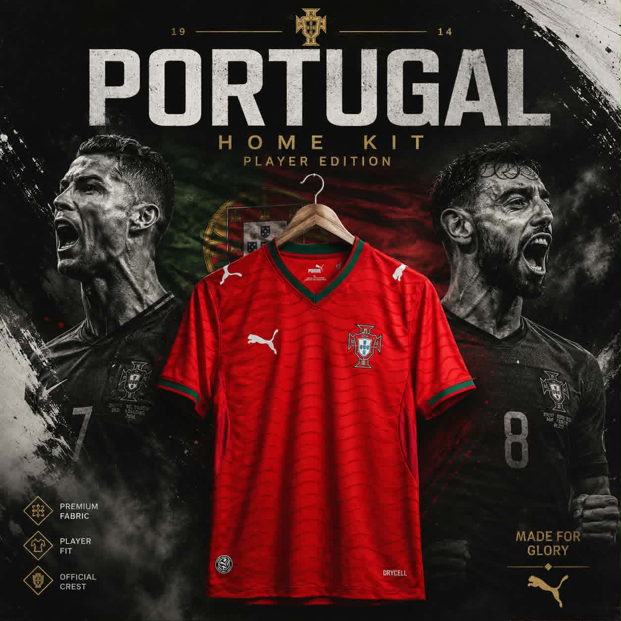 Portugal home kit player edition campaign poster