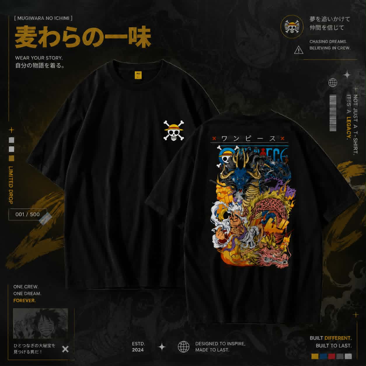 One Piece Mugiwara anime graphic tee poster